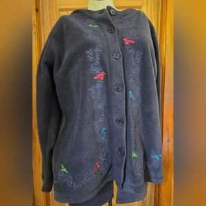 Classic Editions Button Up Cardigan Birder Sweater Soft Comfy Cardinals Bluejays